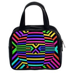 Optical Illusion Line Wave Chevron Rainbow Colorfull Classic Handbags (2 Sides) by Mariart