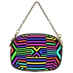 Optical Illusion Line Wave Chevron Rainbow Colorfull Chain Purses (One Side)  Front