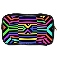 Optical Illusion Line Wave Chevron Rainbow Colorfull Toiletries Bags 2-side