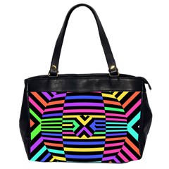 Optical Illusion Line Wave Chevron Rainbow Colorfull Office Handbags (2 Sides)  by Mariart