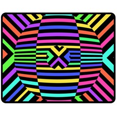 Optical Illusion Line Wave Chevron Rainbow Colorfull Fleece Blanket (medium)  by Mariart