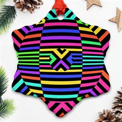 Optical Illusion Line Wave Chevron Rainbow Colorfull Ornament (snowflake)