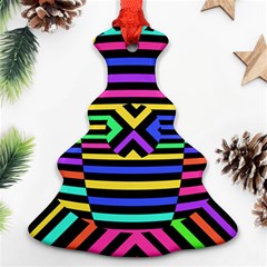 Optical Illusion Line Wave Chevron Rainbow Colorfull Christmas Tree Ornament (two Sides) by Mariart