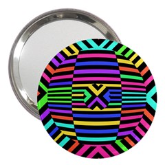 Optical Illusion Line Wave Chevron Rainbow Colorfull 3  Handbag Mirrors by Mariart