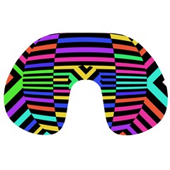 Optical Illusion Line Wave Chevron Rainbow Colorfull Travel Neck Pillows by Mariart