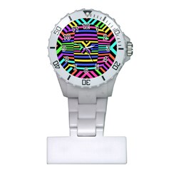 Optical Illusion Line Wave Chevron Rainbow Colorfull Plastic Nurses Watch by Mariart