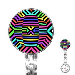 Optical Illusion Line Wave Chevron Rainbow Colorfull Stainless Steel Nurses Watch by Mariart