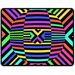 Optical Illusion Line Wave Chevron Rainbow Colorfull Double Sided Fleece Blanket (medium) 