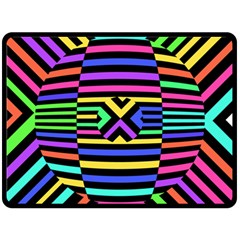 Optical Illusion Line Wave Chevron Rainbow Colorfull Double Sided Fleece Blanket (large) 