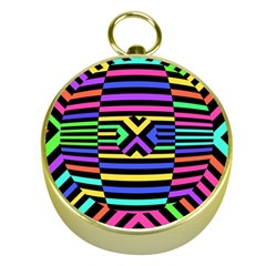 Optical Illusion Line Wave Chevron Rainbow Colorfull Gold Compasses by Mariart