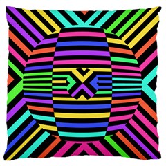 Optical Illusion Line Wave Chevron Rainbow Colorfull Large Flano Cushion Case (two Sides) by Mariart