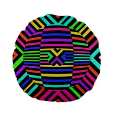 Optical Illusion Line Wave Chevron Rainbow Colorfull Standard 15  Premium Flano Round Cushions by Mariart