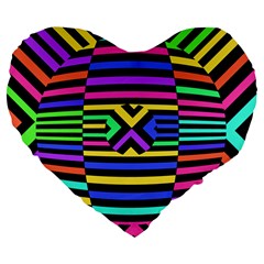 Optical Illusion Line Wave Chevron Rainbow Colorfull Large 19  Premium Flano Heart Shape Cushions