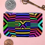 Optical Illusion Line Wave Chevron Rainbow Colorfull Large Coin Purse Front