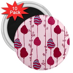 Original Tree Bird Leaf Flower Floral Pink Wave Chevron Blue Polka Dots 3  Magnets (10 Pack) 