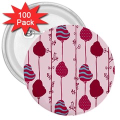 Original Tree Bird Leaf Flower Floral Pink Wave Chevron Blue Polka Dots 3  Buttons (100 Pack)  by Mariart