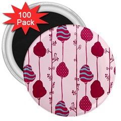 Original Tree Bird Leaf Flower Floral Pink Wave Chevron Blue Polka Dots 3  Magnets (100 Pack)