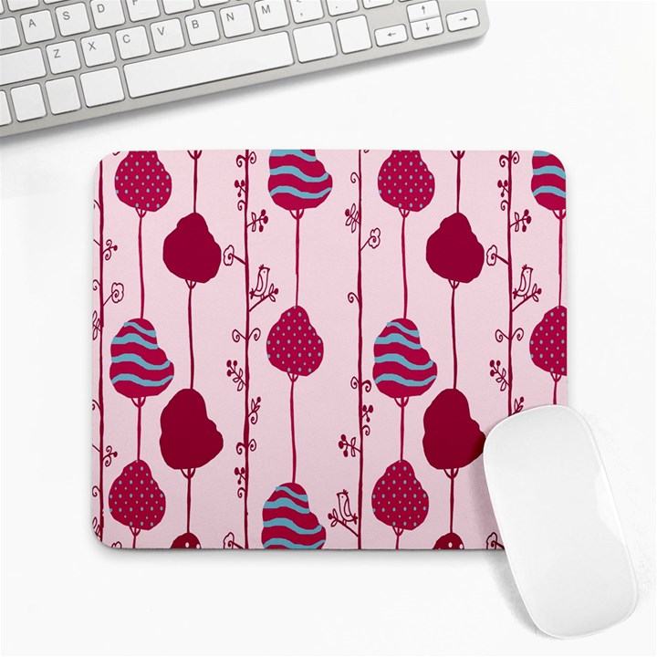 Original Tree Bird Leaf Flower Floral Pink Wave Chevron Blue Polka Dots Large Mousepads