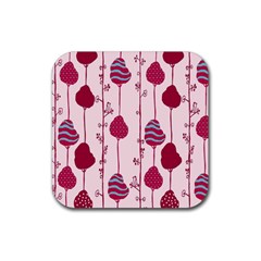 Original Tree Bird Leaf Flower Floral Pink Wave Chevron Blue Polka Dots Rubber Coaster (square)  by Mariart