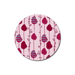 Original Tree Bird Leaf Flower Floral Pink Wave Chevron Blue Polka Dots Rubber Coaster (round)  by Mariart