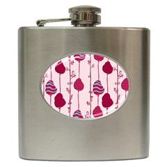 Original Tree Bird Leaf Flower Floral Pink Wave Chevron Blue Polka Dots Hip Flask (6 Oz) by Mariart