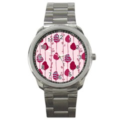 Original Tree Bird Leaf Flower Floral Pink Wave Chevron Blue Polka Dots Sport Metal Watch