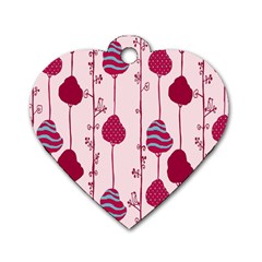 Original Tree Bird Leaf Flower Floral Pink Wave Chevron Blue Polka Dots Dog Tag Heart (one Side)