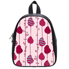 Original Tree Bird Leaf Flower Floral Pink Wave Chevron Blue Polka Dots School Bag (small)