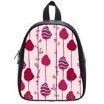 Original Tree Bird Leaf Flower Floral Pink Wave Chevron Blue Polka Dots School Bag (Small) Front