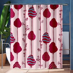 Original Tree Bird Leaf Flower Floral Pink Wave Chevron Blue Polka Dots Shower Curtain 60  X 72  (medium) 