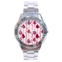 Original Tree Bird Leaf Flower Floral Pink Wave Chevron Blue Polka Dots Stainless Steel Analogue Watch