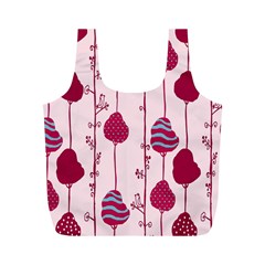 Original Tree Bird Leaf Flower Floral Pink Wave Chevron Blue Polka Dots Full Print Recycle Bags (m) 