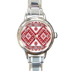 Model Traditional Draperie Line Red White Triangle Round Italian Charm Watch by Mariart