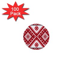 Model Traditional Draperie Line Red White Triangle 1  Mini Buttons (100 Pack) 