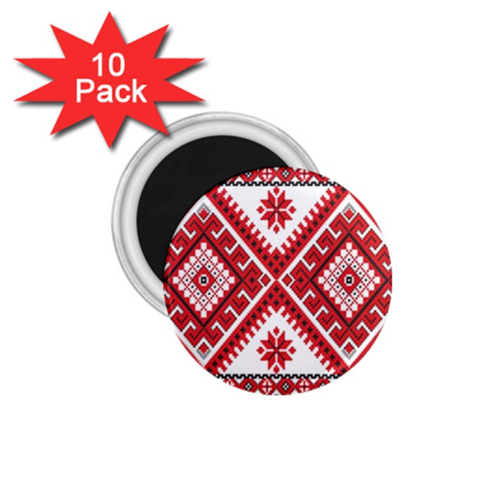 Model Traditional Draperie Line Red White Triangle 1.75  Magnets (10 pack) 