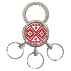 Model Traditional Draperie Line Red White Triangle 3-ring Key Chains