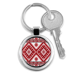 Model Traditional Draperie Line Red White Triangle Key Chains (round) 