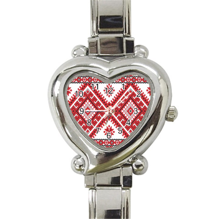 Model Traditional Draperie Line Red White Triangle Heart Italian Charm Watch