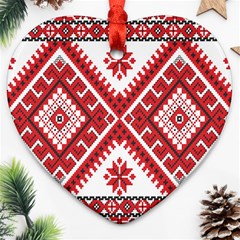 Model Traditional Draperie Line Red White Triangle Heart Ornament (two Sides)