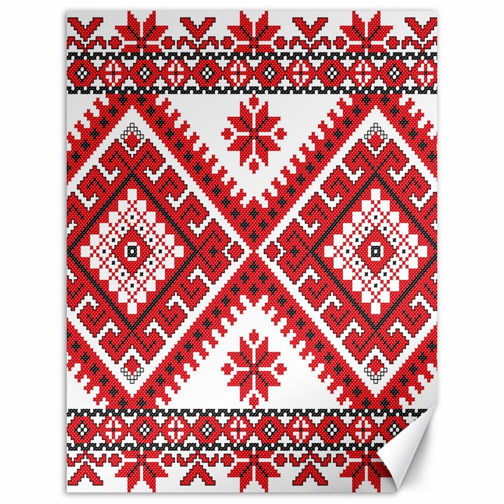 Model Traditional Draperie Line Red White Triangle Canvas 12  x 16  