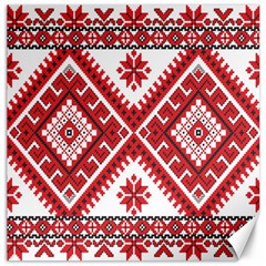 Model Traditional Draperie Line Red White Triangle Canvas 16  X 16   by Mariart