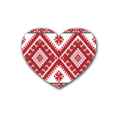 Model Traditional Draperie Line Red White Triangle Heart Coaster (4 Pack) 