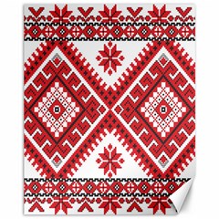 Model Traditional Draperie Line Red White Triangle Canvas 11  X 14   by Mariart