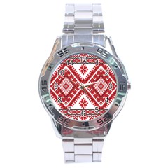 Model Traditional Draperie Line Red White Triangle Stainless Steel Analogue Watch