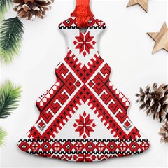 Model Traditional Draperie Line Red White Triangle Christmas Tree Ornament (two Sides) by Mariart