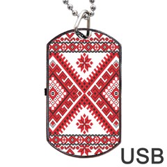 Model Traditional Draperie Line Red White Triangle Dog Tag Usb Flash (one Side) by Mariart