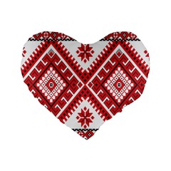 Model Traditional Draperie Line Red White Triangle Standard 16  Premium Heart Shape Cushions by Mariart