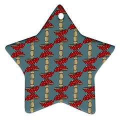 Mushroom Madness Red Grey Polka Dots Ornament (star)