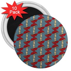 Mushroom Madness Red Grey Polka Dots 3  Magnets (10 Pack) 