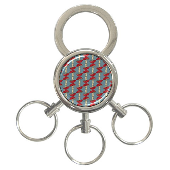 Mushroom Madness Red Grey Polka Dots 3-Ring Key Chains